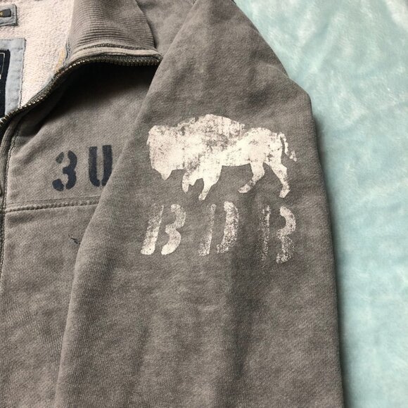 Buffalo David Bitton Distredded Grey Zip Up Lightweight Jacket Medium - Picture 11 of 11